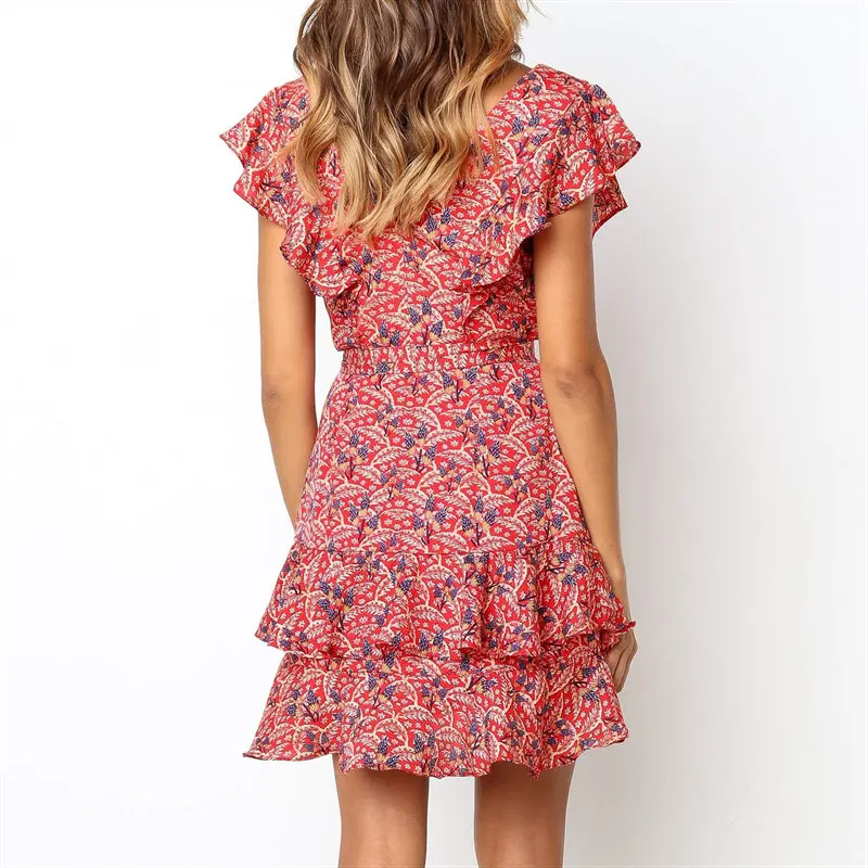 Женское летнее платье с v-образным вырезом RANLEGE повседневное пляжное