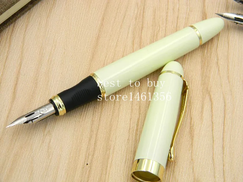 Белый JINHAO X450 г перо цвета слоновой кости белый красный синий круглый корпус английский погружение в воду каллиграфия медная перьевая ручка - Цвет: Белый