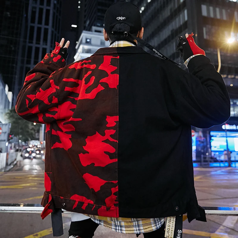 New Fashion High Street Men's Jeans Jackets Black Red Camouflage Bomber Men and Coats Casual Mens Streetwear | Мужская одежда