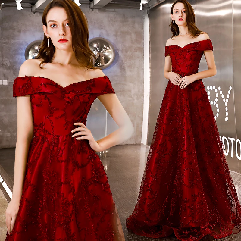 Женское платье с вырезом лодочкой SSYFashion элегантное простое вечернее до пола