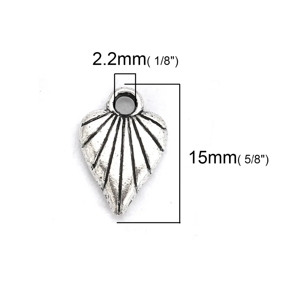 DoreenBeads модные подвески из сплава цинка кулон в виде сердца серебряный цвет узор
