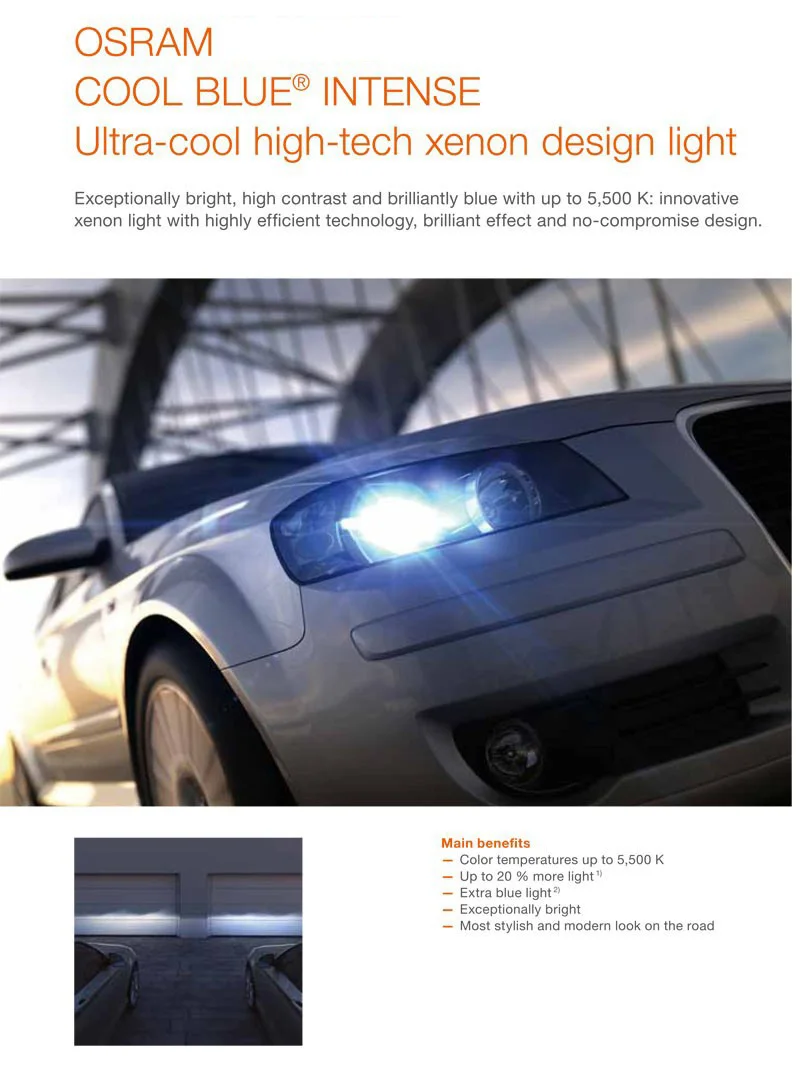 1X OSRAM D1S 35 Вт 66140CBI 66144CBI 5500K холодных синих тонах, интенсивный ксеноновая лампа HID головной светильник 3 года гарантии 20% более светильник