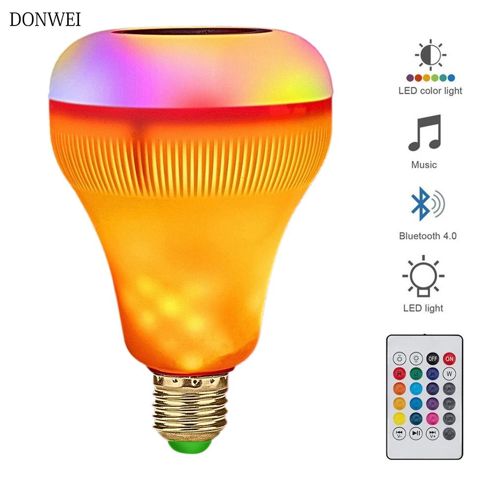 E27 12 Вт Смарт RGB беспроводной Bluetooth динамик лампа Музыка Воспроизведение