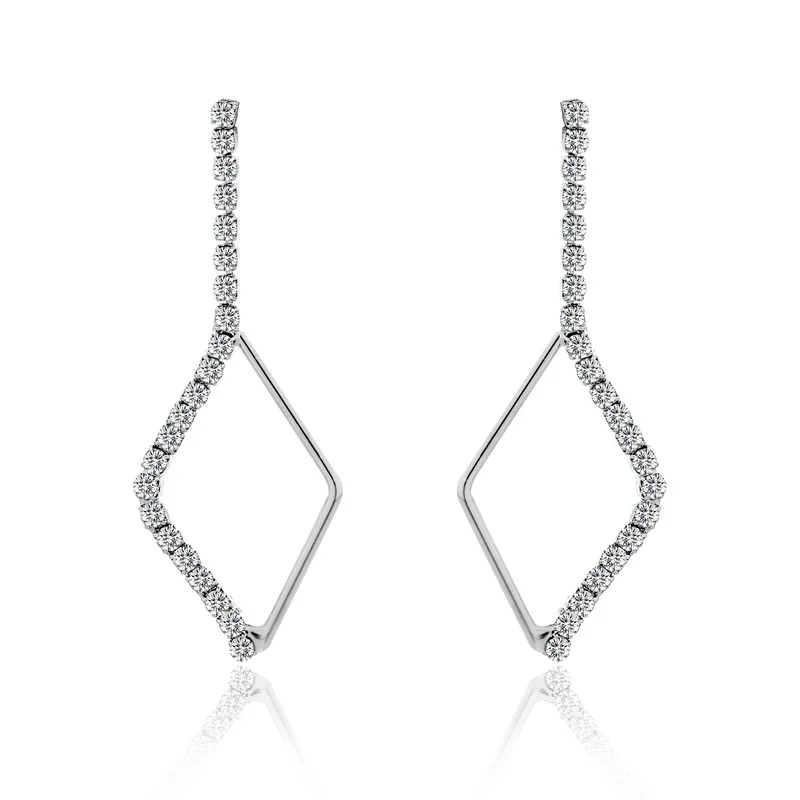 HanCheng висячие серьги с драгоценным камнем Стразы треугольные длинные для женщин