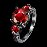 wedding ring lab garnet black gun rings for women fashion jewelry size 6 7 8 ar2014