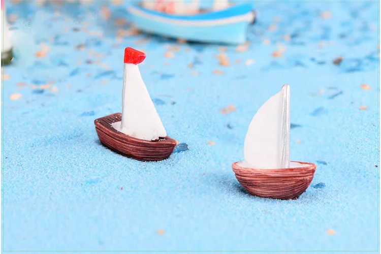 4 шт. белая парусная лодка фигурки миниатюрные 3D модели Фигурки украшение кукольный домик игрушки Детские подарки на день рождения DIY аксессуары