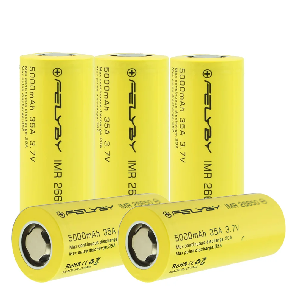 5 pcs FELYBY 1-5 шт Высокая емкость 5000mAh 3,7 V перезаряжаемая 26650 литиевая батарея для фонарей/солнечных/UPS/электронных инструментов - Цвет: 5 pcs
