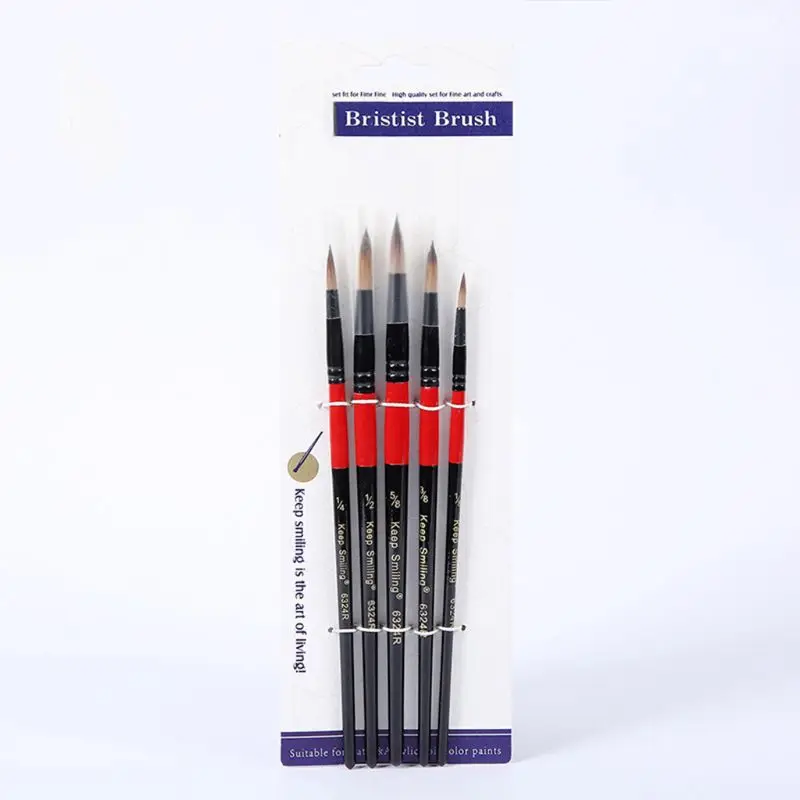 5 шт. черный алюминиевый набор кистей для рисования в форме трубки масляных