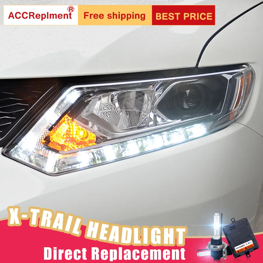 2 шт. светодиодный фары для Nissan X Trail 2014 2016 Автомобильные ангельские глазки