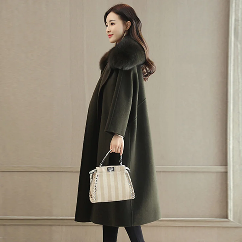 Осеннее Женское шерстяное пальто зима 2018 корейское Новое теплое с воротником из