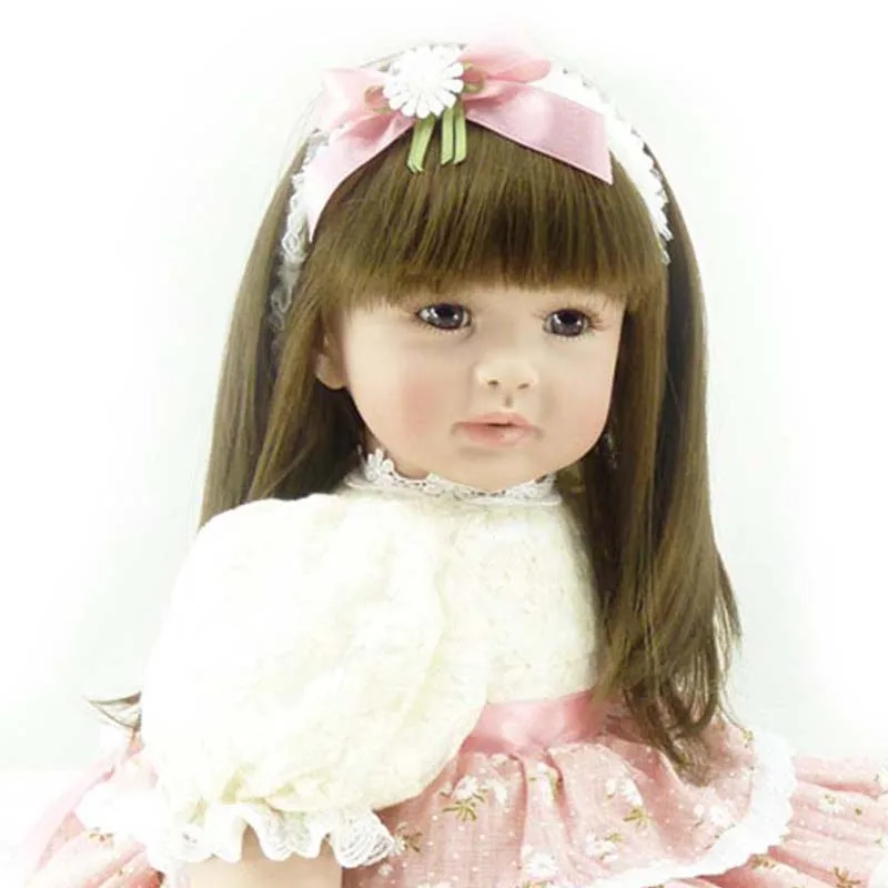 22 inch Fashion Simulation Doll Full Soft Vinyl & White Blouse Pink Skirt Lifelike Realistic Baby Toys Accompany for Gift|baby doll toy|doll