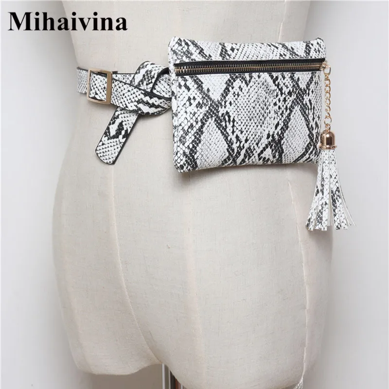 Модная женская поясная сумка Mihaivina со змеиным рисунком Женская винтажная в