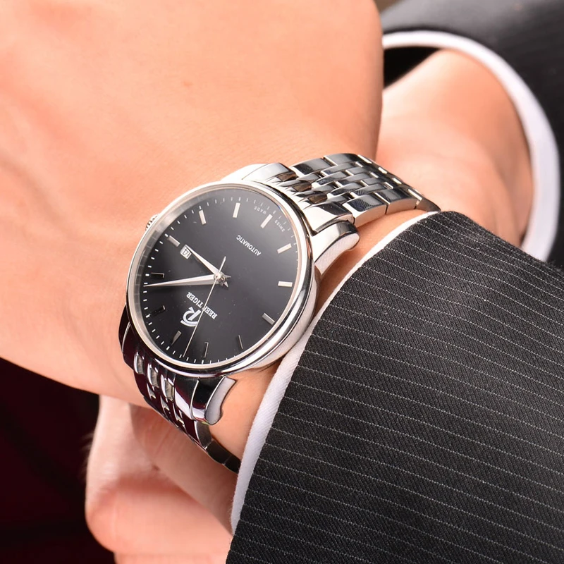 Reef Tiger/RT деловое украшение часы с фирменным логотипом автоматические стальные