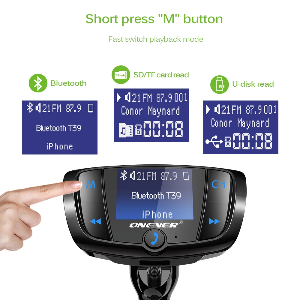 Bluetooth fm передатчик с быстрой зарядкой 3 0 Автомобильное зарядное устройство