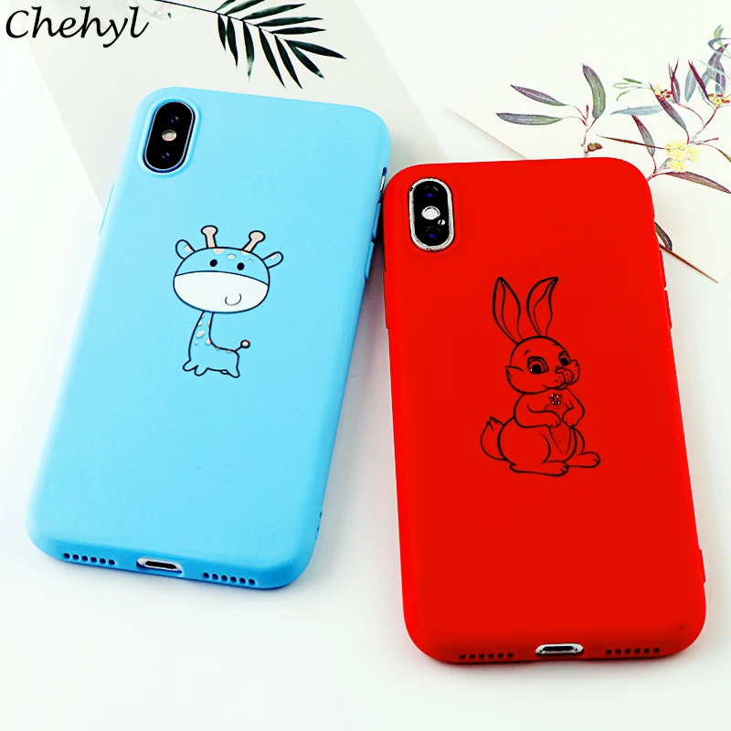 Phone Cases for iPhone X XS MAX XR 6 s 7 8 Plus Fitted Case Funny Cute Animal Rabbit Soft Silicone Cell Covers Accessories |