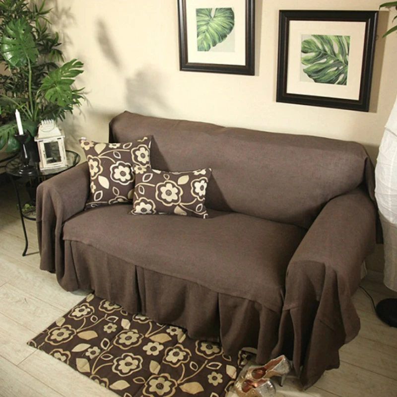 Однотонное Европейское одноместное/двухместное/секционное покрывало для дивана