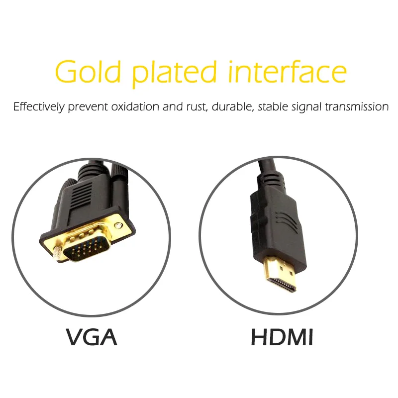 М 1 8 м HDMI к VGA Кабель адаптер между мужчинами видео разъем Кабели для HD плеер ТВ