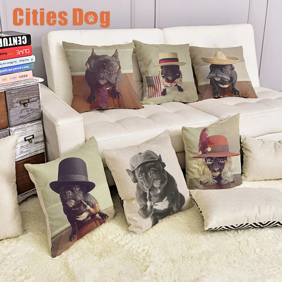 Животное собака подушка чехол панель в форме французского бульдога