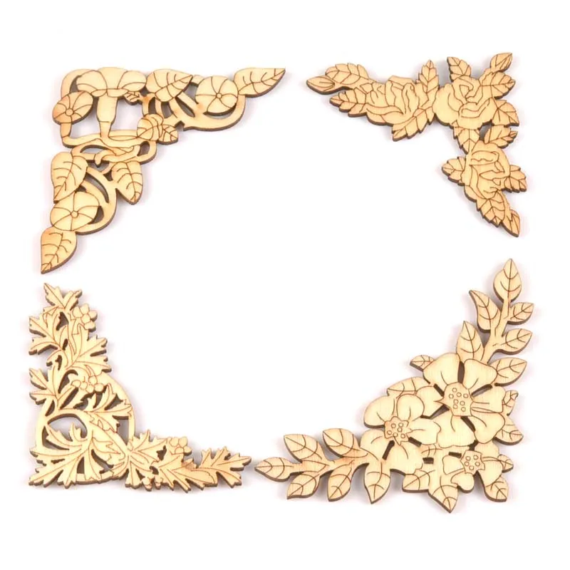 Новинка 2018 года деревянные уголки для книг с цветочным узором 4 шт. бокс ручной