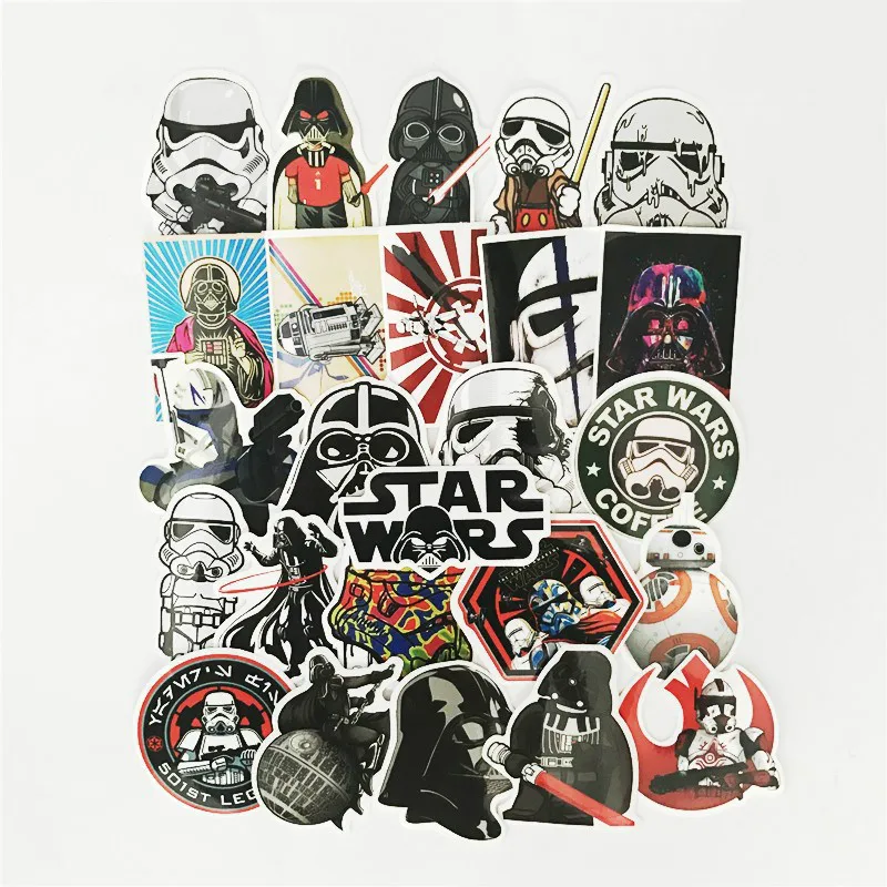 25 шт. чемодан Star Wars Pull Box записная книжка наклейка на компьютер черно-белая