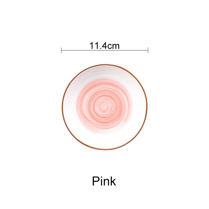 4.5 inch pink dish Керамическая миска для супа, посуда, круглые фруктовые тарелки, десертное блюдо, поднос для конфет, простая и креативная Салатница Akuhome - Color: 4.5 inch pink dish