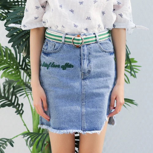 AUFYSO Юбки Женщины 2017 Лето Япония Стиль Ретро Ripped Кисточкой вышивка Высокой Талией