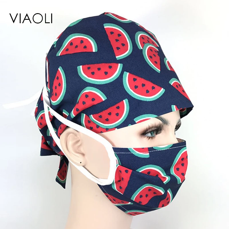 Viaoli новая лабораторная Больничная медицинская хирургическая кепка хлопок печатная медицинская Кепка с эффектом потертости s регулируемая один размер птица