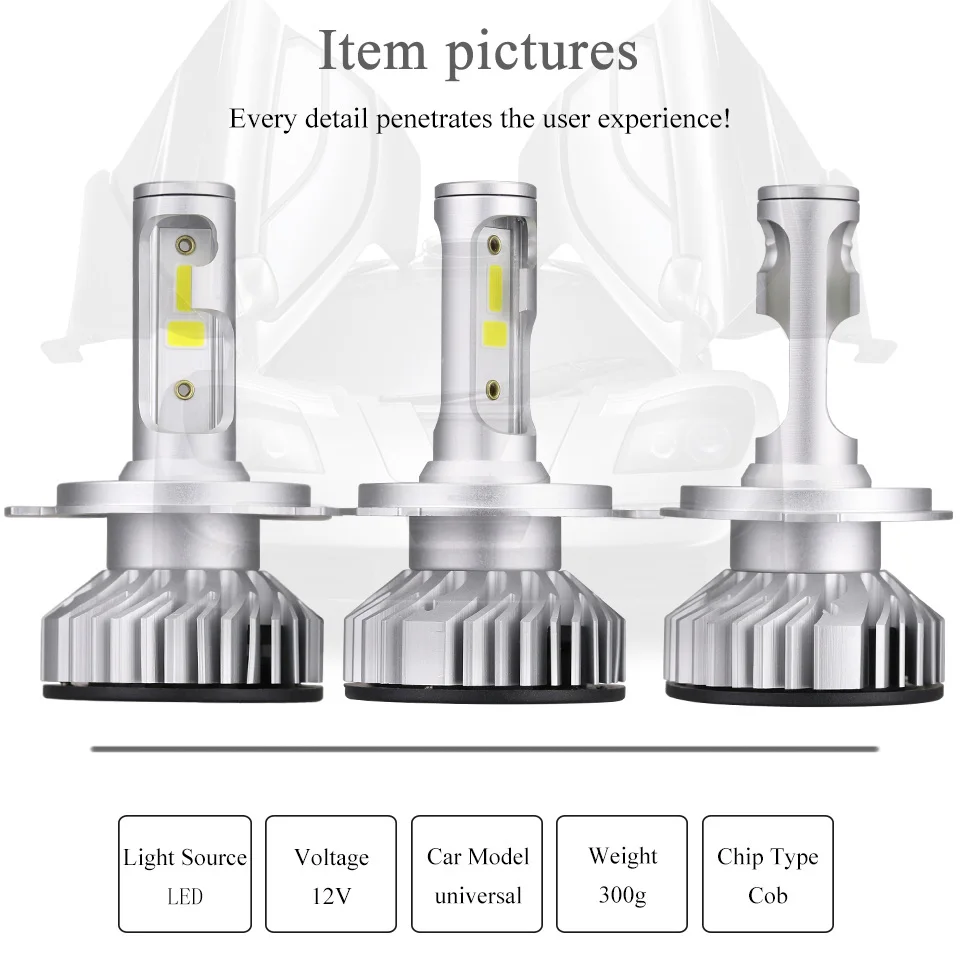 ANMINGPU 2шт головной светильник H4 Led H7 s Canbus H1 H3 HB3/9005 HB4/9006 H11 6000K свет автомобиля COB