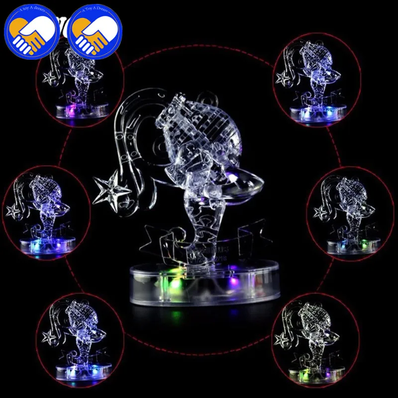 Новый 3D Кристалл Знаки зодиака головоломка мигающий светодиодный свет дети 12