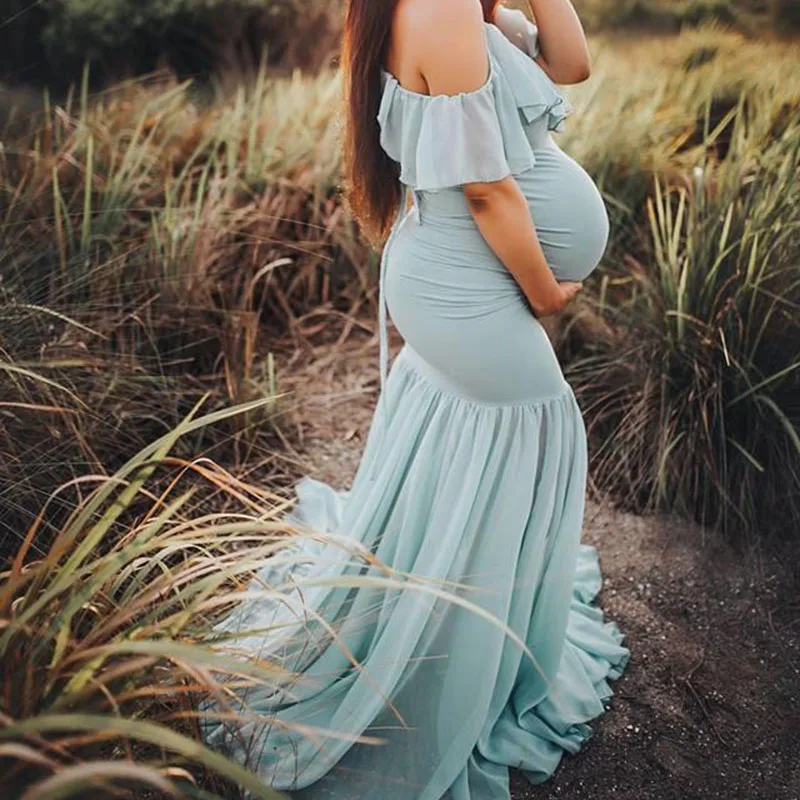Платья для беременных фотосессии реквизит беременность с открытыми плечами