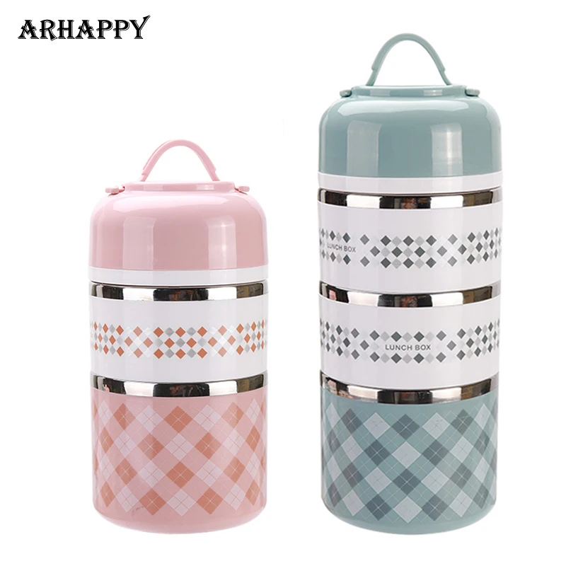 Портативный тепловой Ланч бокс герметичный многослойный термос контейнер для