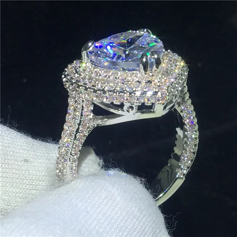 Choucong кольцо в форме большого сердца, 925 пробы Серебряное 6ct AAAAA cz обручальное кольцо, кольца для женщин, вечерние ювелирные изделия