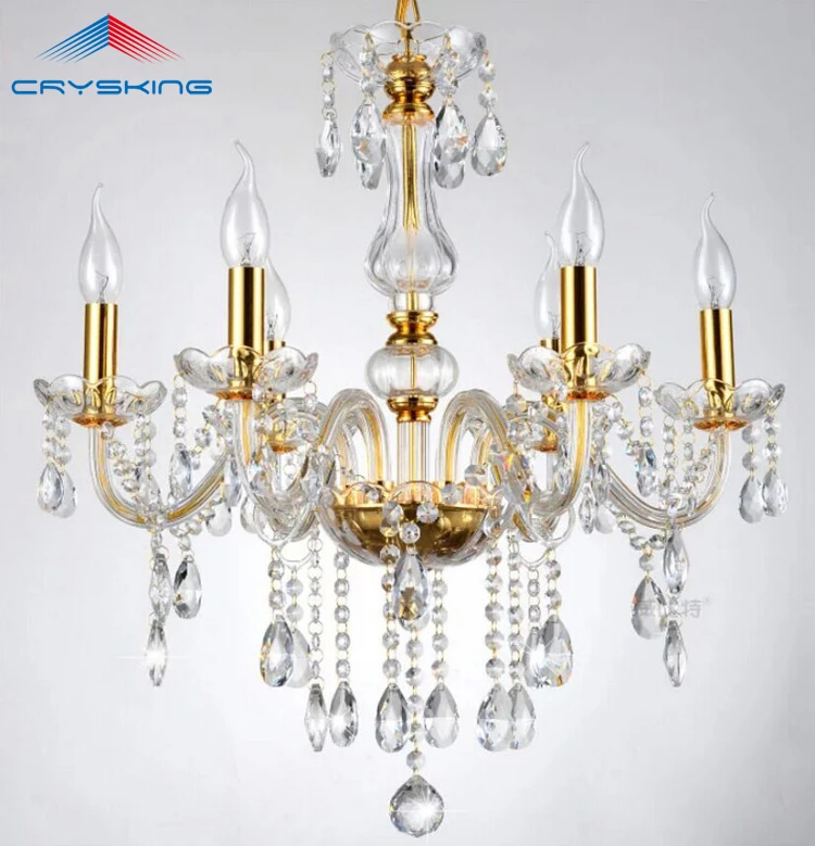 2015 Free Shipping 6 Arms Modern Crystal Chandelier Lustre Light with 100% K9 Pendants (B CCSP8006-6) D550mmXH600mm | Освещение