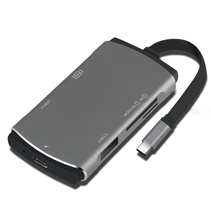Серый Станция dex для Samsung Galaxy S8 S9 плюс huawei Xiaomi Redmi Тип usb C адаптер для Macbook Pro с 4 K HDMI USB-C зарядки SD - Цвет: Серый
