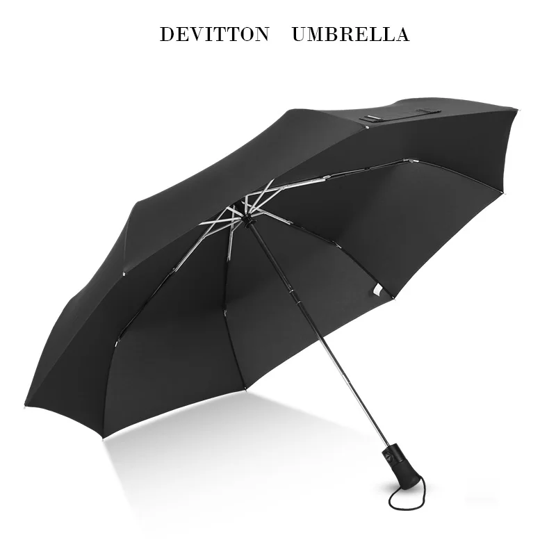BLACK Devitton мужской зонт, большой зонт с автоматическим закрытием: ветронепроницаемый и ветронепроницаемый, полностью автоматический, 3 складных зонта - Цвет: BLACK