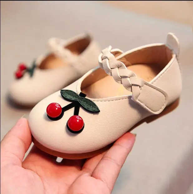 Single shoes 2018 autumn female baby cute cherry small princess tendon soft bottom non-slip toddler |