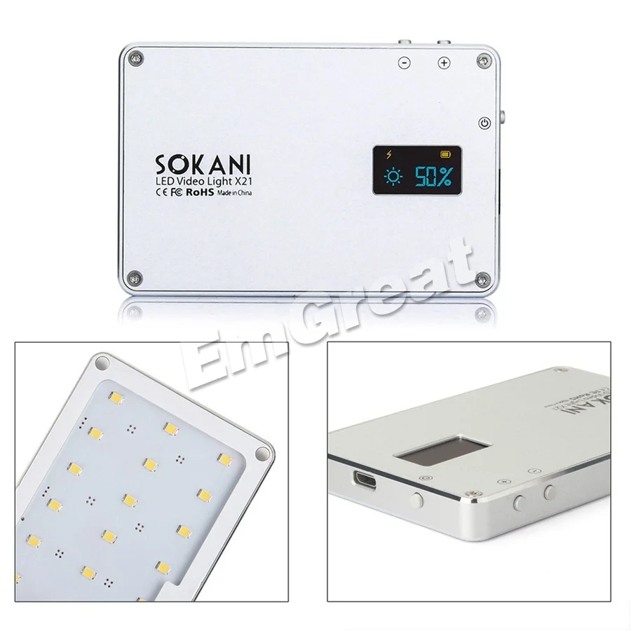 SOKANI X21 карманный размер на камеру светодиодный светильник TLCI/CRI 97 3200/5600K O светодиодный экран 1600mA батарея Алюминий PK Aputure AL-M9