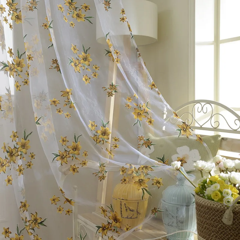Высокое качество маленькие цветы тюль оконные экраны занавески дверь балкон