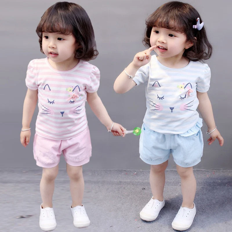 WEIXINBUY/летние комплекты повседневной одежды для маленьких девочек детская одежда