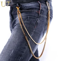 u7 heavy gold color waist biker chain key wallet belt rock punk trousers motorcyle hiphop pant jean chains for men jewelry j004