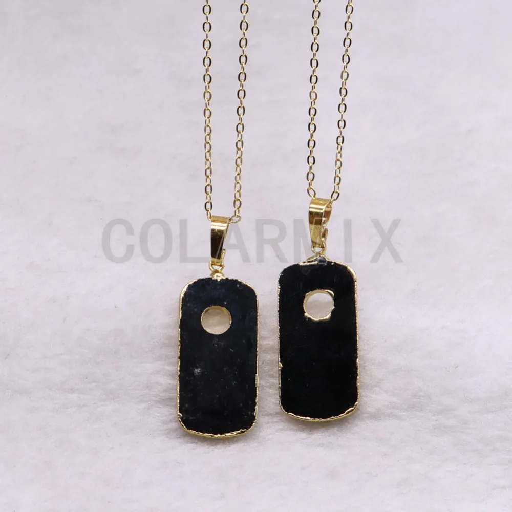 High quality Obsidian stone pendant necklace natural rectangle wholesale jewelry gift for lady3618 | Украшения и аксессуары