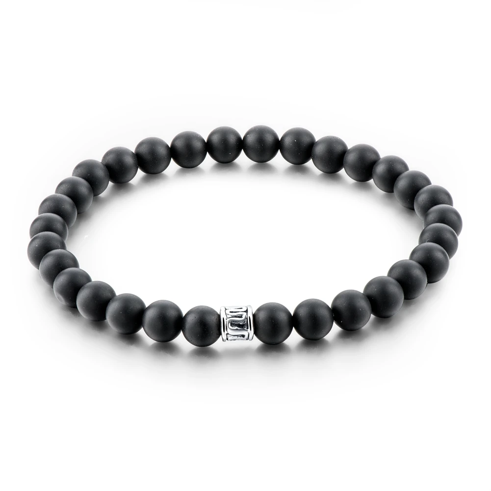 Black LongWay Мода 6 мм тигровый глаз натуральный камень бусины Эластичный Канатный браслет с подвесками и браслет для мужчин образец браслеты SBR160116 - Окраска металла: Black