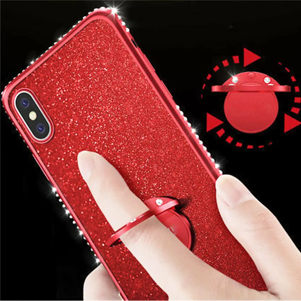 Блестящий чехол из ТПУ с кольцом-держателем для Huawei P30 Plus Lite P20 P10 мягкий блестками