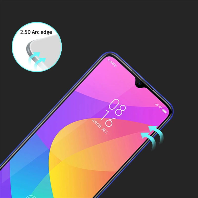 2 uds vidrio para Xiaomi Mi CC9e cobertura completa de pegamento Protector de pantalla pel&iacute;cula protectora para Xiaomi Mi CC9e vidrio para Xiaomi Mi CC9e-1