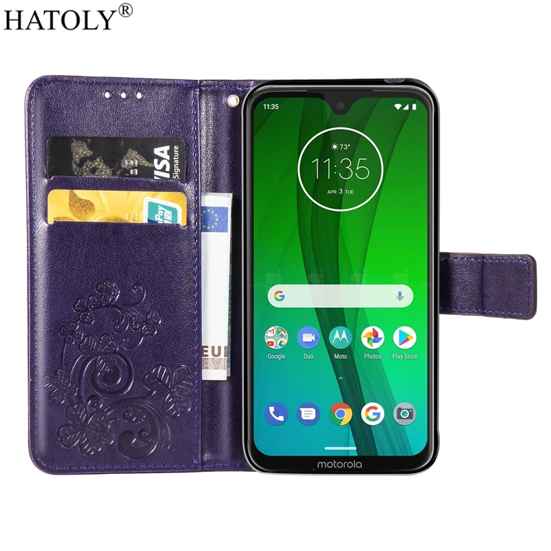 Чехол книжка для Motorola Moto G7 Play кожаный чехол кошелек сумка задняя крышка версия