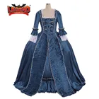 Платье-Антуанетт Marie Rococo 18-го века, синее платье в стиле колоний, платье с открытой спиной