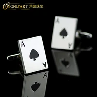 spades a enamel poker cufflinks for gambling novelty design cuff link men accessories in silver color onlyart
