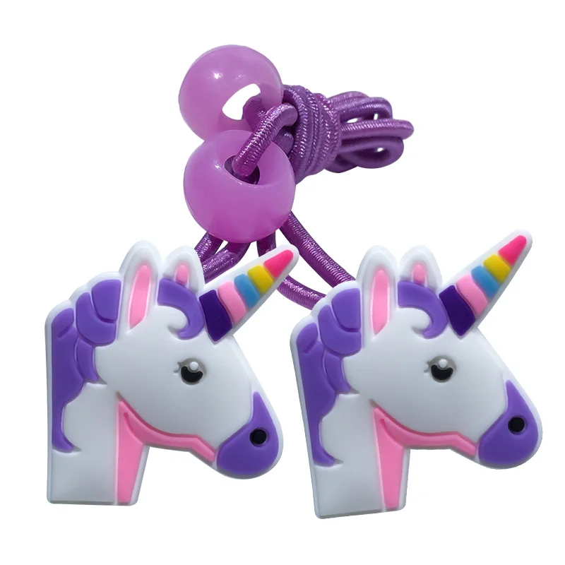 3027-03 1 пара/2 шт. с надписью «Unicorns эластичные резинки для волос, резинки резиновой лентой для волос аксессуары для волос для нарисованной длинноволосой девочкой веревки Галстук подарок для детей - Цвет: 3027-03