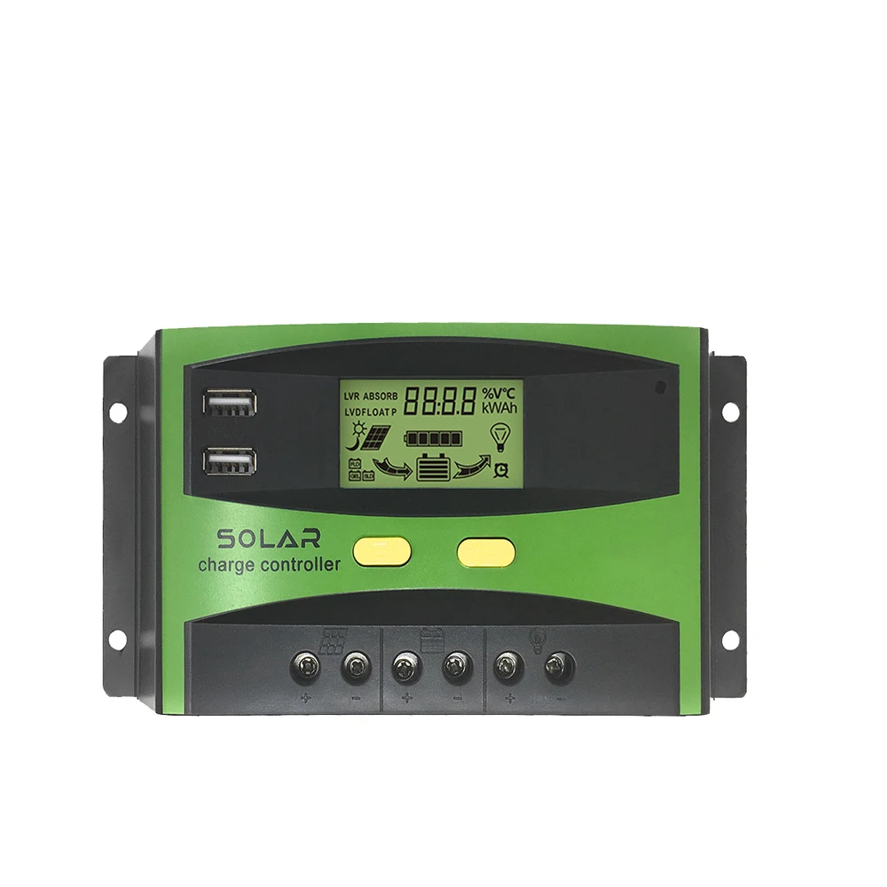 30A 12V 24V Auto Solar Charge Controller PV Home Battery Charger PWM Controllers LCD Dual USB 5V Output Panel Regulator | Электроника