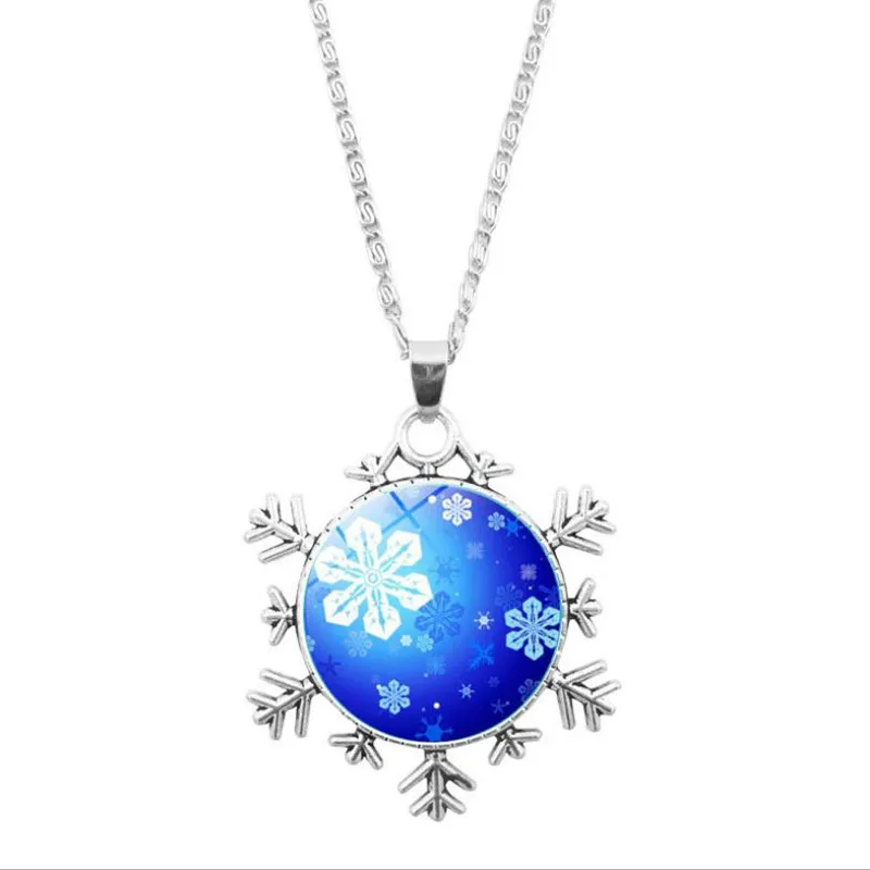 DoreenBeads Кулоны ожерелье Рождество Снежинка стекло время с драгоценным камнем